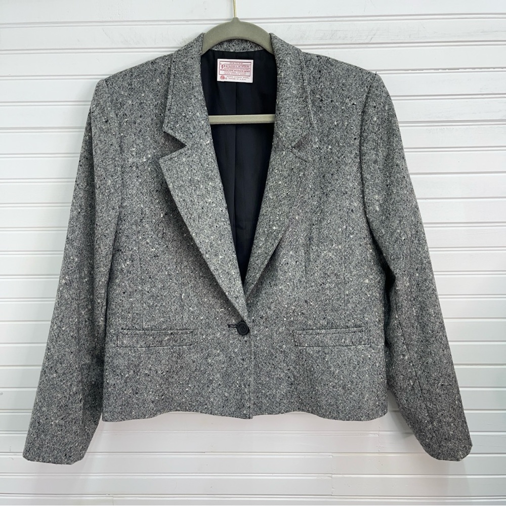 Pendleton Petite Speckled Wool One Button Blazer - image 1